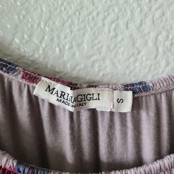 Marina Gigli Blouse‎ Women SZ Small 100% Silk Floral Crinkle Cottagecore Peasant - Picture 8 of 11